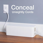 Oxford Cable Management Boxes, 3 Pack, Small, Medium, Large, 15 Cable Ties (Hook & Loop, Silicone,Twist Ties), Power Strip Organizer, White (27800)
