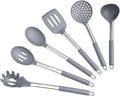 Silicone Kitchen Utensils Set - Culinary Couture 6-Pieces Grey Silicone Cooking Utensils Set for Nonstick Cookware - Stainless Steel Handle