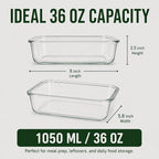 5 Pack 36oz Borosilicate Glass Food Storage Containers Set with Lids, Freezer Meal Prep Containers, Airtight Bento Lunch Container Set, Oven, Freezer and Dishwasher Safe, BPA Free, Kitchen Storage Set