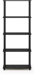 Furinno Turn-N-Tube 5-Tier Multipurpose Shelf / Display Rack / Storage Shelf / Bookshelf, Square Tubes, Americano/Black