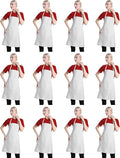 12 Pcs Bib Bulk White Aprons for Women Men Adult Girls Unisex with 2 Pockets, Baking Cooking Kitchen Painting Apron (White,12 pcs)