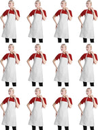 12 Pcs Bib Bulk White Aprons for Women Men Adult Girls Unisex with 2 Pockets, Baking Cooking Kitchen Painting Apron (White,12 pcs)