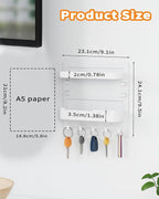 JWShang Bedside Wall Shelf - Adhesive Nightstand Organizer with Hooks and Cable Clips for Earphone Key Remote, Wall Mounted Storage for Bedroom, Dorm, RV, Rental (White)