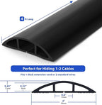 ZhiYo Floor Cord Cover 4ft, Cord Hider Floor Hide Extension Cords, Cable Management Prevent Cable Trips, Floor Cable Cover Wire Covers for Cords, Cable Protector Cord Cavity W0.6in H0.32in Black