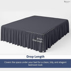 KRISHNA Ruffled Bed Skirt with Split Corners King, 100% Microfiber Hotel Quality, 28 Inch Drop Dust Ruffle Gathered Bedskirt with Platform, 78" x 80", Dark Grey