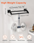 Alise Bath Double Towel Bars, 16 Inch Towel Holder Towel Racks for Bathroom Lavatory,SUS304 Stainless Steel Towel Hanger Towel Rail Wall Mount,Matte Black