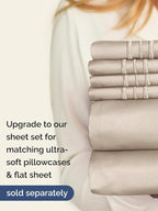 Extra Deep Queen Fitted Sheet - Hotel Luxury Single Fitted Sheet Only - Easily Fits 18 inch to 24 inch Mattress - Ultra Soft, Wrinkle Free w/Extra Deep Pockets - Easy-Care, Breathable & Comfy - Wheat