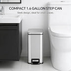 13 Gallon Trash Can (50L) and 1.6 Gallon (6L) Kitchen Trash Can Combo Set, Stainless Steel Garbage Can with Lid and Step-on Pedal, Soft Close Waste Bin with Inner Bucket for Home & Office