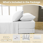 Twin Sheet Set - 3 Piece Super Soft Breathable Bed Sheet & Pillowcase Set, 16" Deep Pocket Hotel Luxury Wrinkle Free Easy Care Bedding Sheets, White