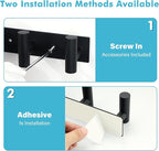 Alise Black Coat Hooks Hat and Coat Rack with 3 Hooks Wall Mount Key Hooks for Robes, Bags, Keys, and Towels,SUS304 Stainless Steel Wall Hooks for Hanging,Self Adhesive or Drilling Mounted