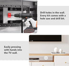 6 Pack Cord Hider for Wall Mounted TV, 2-3/8"(60mm Hole) Cord Hider for TV Wall, Wall Cable Management Kit, Includes 6 Black Pass Throughs, 1 Hole Saw Drill Attachment & 10 Cable Ties for Easy Install