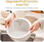 Joydeem Ceramic Rice Cooker, 6 Cups Uncooked Rice Cookers with Pure Ceramic Inner Pot, Healthy & PFOA Free, 3L/3.2 qt, DFB-C300
