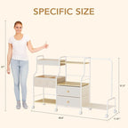 BBLIKE Diaper Caddy Organizer with Hanging Rack - 3 Tier Rolling Utility Cart with Drawers and Dividers for Baby Bottle Storage - Bedside Cart for Changing Station, Crib, Nursery, Bedroom, Beige