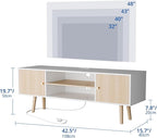 Cozy Castle TV Stand for 48-55 Inch TV, Mid Century Modern Entertainment Center with Storage Cabinet, TV Media Console with Charging Station for Living Room (Oak, 42.5" W x 15.7" D x 19.7" H)