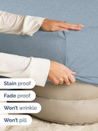 Extra Deep Twin XL Fitted Sheet - Hotel Luxury Single Fitted Sheet Only - Easily Fits 18 inch to 24 inch Mattress - Ultra Soft, Wrinkle Free w/Extra Deep Pockets - Breathable & Comfy - Heathered Blue
