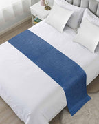 Retro Farm Linen Flax Bed Runners for Bedroom Hotel,Decorative Bedding Scarf Blue Solid Color Ocean Bed End Blanket Bedding Runner Scarves for King Size Bed,102x20in