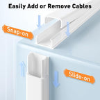 Delamu Cord Hider, 236in Cable Hider, Cord Covers for 2-3 Wires on Wall, Wire Covers for Cords, Wire Hiders for TV on Wall, Easier Setup Cable Cover Cable Management, W0.94 H0.47in,White