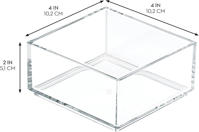 iDesign Clarity Plastic Drawer Organizer, Storage Container for Kitchen Gadgets, Corks, Sticky-Notes, Clips in Pantry, Cabinets, Countertops, 4" x 4" x 2" - Clear,X-Small