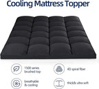 Mattress Topper California King for Back Pain, Extra Thick Mattress Pad Cover, Plush Pillow Top, Deep Elastic Pocket, Black