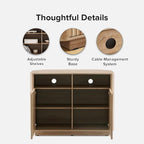 mopio Brooklyn Corner Storage Cabinet, Mid Century Modern Buffet, Entertainment Center, Storage Cabinet with Doors and Shelves, Media Cabinet for 55 inch TV Stand, for Living Room