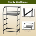 Night Stand Set 2, Nightstand with 3 Fabric Drawers and 2-Tier Shelf, Small Dresser Organizer, Bedside Table with Storage, End Table for Bedroom, Steel Frame, Wood Top, Black