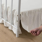 Tufted Dot Bed Skirt Full Size Ruffled Bed Skirt with Split Corners, 14 Inch Drop Dust Ruffle Bed Skirts with Platform, Ivory