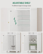 Hzuaneri Bathroom Storage Cabinet, Corner Floor Cabinet with Doors and Adjustable Shelf, Narrow Toilet Paper Cabinets, Bathroom Organizer for Small Spaces, White BC29713X