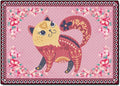 Cartoon Animal Pattern Area Rug Cute Cat Luxury Floral Decor for Carpet Farmhouse Bedroom Living Room Rugs Bathroom Kitchen Runner Mat Indoor Outdoor Non Slip Doormat 3' X 8'