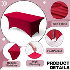 Trlyc 1 Pack 6FT Spandex Table Cloth - 72 x 30 Inch Rectangular Stretch Tablecloth, Wrinkle Resistant Scretch Table Cover for Wedding, Party, Banquet, Picnic, Outdoor Decoration (1Pcs,Burgundy)
