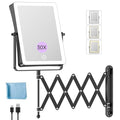 FASCINATE 5000mAh Rechargeable Wall Mounted Makeup Mirror with Lights, 8.7 Inch Double Sided Touch Switch 1X 30X Magnifying Bathroom Mirror, 3 Color Lights, Extended Arm 360°Rotation (Black)