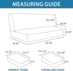 H.VERSAILTEX 4 Pieces Stretch Futon Covers Sofa Bed Slipcover with Removable Armrests and Cupholders Covers Furniture Protector High Spandex Small Checks Jacquard Fabric, Natural