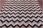 Modern Design Premium Cowhide Leather Carpet with Chevron Pattern, Area Rug (Beige/Black/Grey/Ivory, 8x10)
