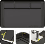 Wohbay Under Sink Mats for Kitchen Waterproof, Cut to Fit Under Sink Drip Tray for Kitchen Bathroom Cabinets, Silicone Sink Liner Hold Up to 3.3 Gallons Liquid, 34" X 22" Or Smaller (Black, Large)