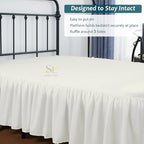 Shreem Linen Ruffled Bed Skirt with Split Corners, Gathered Style, 100% Microfiber, 30-Inch Drop, Dust Ruffle Bedskirt with Platform, Full-XL, Ivory