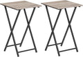 HOOBRO Folding TV Tray Table, Set of 2 Wooden TV Tray, Portable Sofa Side Snack Table, Industrial Desk for Small Spaces, Space-Saving, Easy to Install and Fold, Greige and Black BG27BZP201