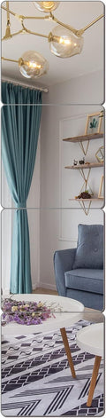 JEOYOO Wall Mirror Full Length, on Door Mirrors, Cheap Mirror Acrylic, shatterproof Gym Mirrors for Home Gym, 8"X8"-4 Pcs, Workout Non Glass Mirrors for Bedroom, Over Door Mirror Kids