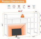 Snughome Desk Shelf, 44.9" Desktop Organizer Shelf, Desk Hutch for Computer Monitor, 4 Tier Desk Display Rack with Pegboard Hooks Set, Wood Desktop Bookshelf for Home Office Dorm
