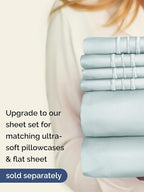 Extra Deep King Fitted Sheet - Hotel Luxury Single Fitted Sheet Only - Easily Fits 18 inch to 24 inch Mattress - Ultra Soft, Wrinkle & Fade Free w/Extra Deep Pockets - Breathable & Comfy - Ice Blue