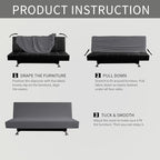 Easy-Going Stretch Futon Slipcover Armless Futon Bed Cover Furniture Protector Without Armrests with Elastic Bottom for Kids, Soft Jacquard Fabric Small Checks (Medium, Grey)