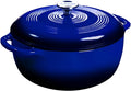 Lodge 3 Quart Enameled Cast Iron Dutch Oven with Lid – Dual Handles – Oven Safe up to 500° F or on Stovetop - Use to Marinate, Cook, Bake, Refrigerate and Serve – Indigo