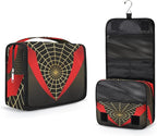 AUUXVA Kids Hanging Toiletry Bag for Boys - Waterproof Travel Cosmetic Organizer Makeup Pouch for Girls Shower Wash Bags with Hanging Hook Toiletries Storage Bag(Spider Web)