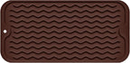 Silicone Dish Drying Mat, Non-Slip Easy Clean Sink Mat Large Heat-resistant Dish Drainer Mat for Kitchen Counter, Sink, Refrigerator or Drawer liner (12" x 6", COFFEE)