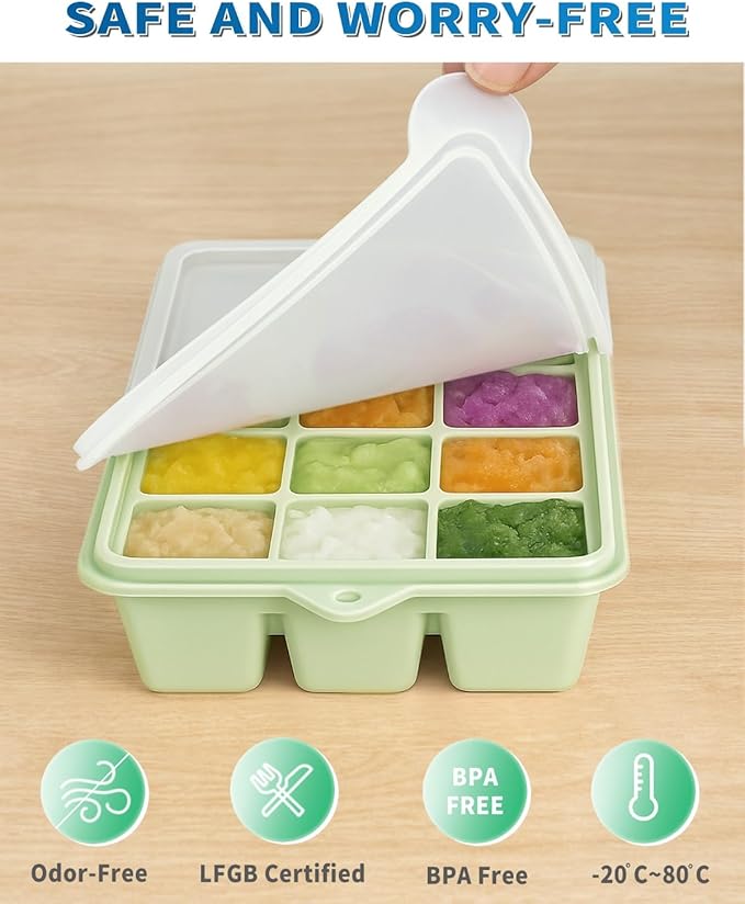 Silicone Ice Cube Tray with No-Spill Lid for Freezer, Easy Release Silicone Ice Trays with Cover, Compact for Kitchen, RV Freezer, Nice Ice for Coffee,Cocktail, Whiskey.