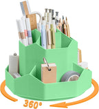 Pencil Pen Holder for Desk,9 Slots 360 Degree Rotating Desk Organizers,Desktop Storage Stationery Supplies Organizer, Cute Pencil Cup Pot For Office, School, Home(Green)
