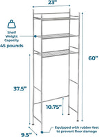 Honey-Can-Do 3-Tier Metal Bathroom Shelf Space Saver, Over The Toilet Storage Rack Organizer, Adjustable Chrome Wire Shelving Unit for Towels & Toiletries, 9.5 x 23 x 60 in