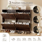 Shoe Storage Cabinet with 4 Flip Drawers, Modern Freestanding Organizer with Adjustable Shelf, Narrow Shoe Rack Cabinet for Entryway, Walnut
