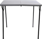 Flash Furniture Dunham 2.83' Square Plastic Folding Event Table with Carrying Handle, Bi-Fold Portable Banquet Table for Indoor/Outdoor Events, Gray
