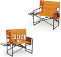TIMBER RIDGE XXL Director’s Chair – Heavy Duty Folding Chair with Side Table, 500 lb Capacity, Extra Wide Padded Seat for Camping, Sports, Beach, Patio, and Outdoor Use, Orange-2 Pack