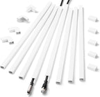 Cord Hider Wall for One Cord, 136in Cord Covers for Wires on Wall, Easy Install Cable Cover Wall, Cable Raceway White Hide Cords, Cable Hider Cord Management Wall, 8X L17in W0.6in H0.4in