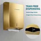 Commercial Paper Towel Dispenser Gold - Multifold Paper Towel Dispenser Wall Mount, High Capacity Stainless Steel Tissue Holder, Suitable for Bathrooms and Public Places